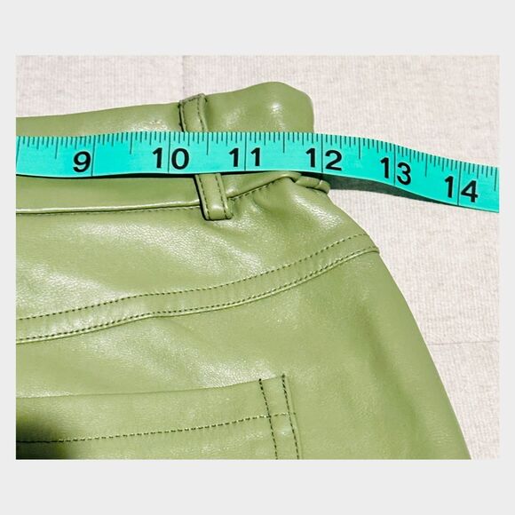 Faux Leather Pants Size XXS Petite Olive Green - Picture 8 of 11